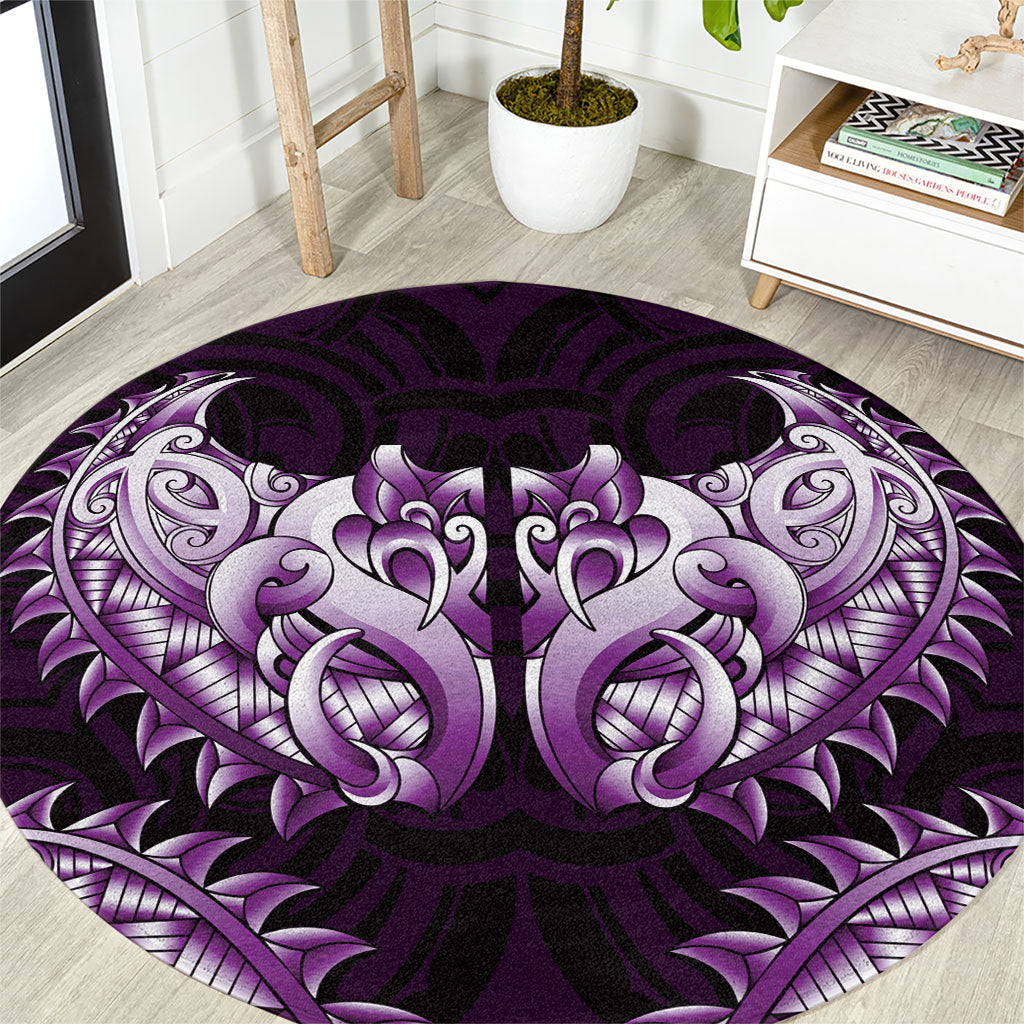 New Zealand Ta Moko Round Carpet Aotearoa Maori Chest Tattoo Purple LT14 Purple - Polynesian Pride