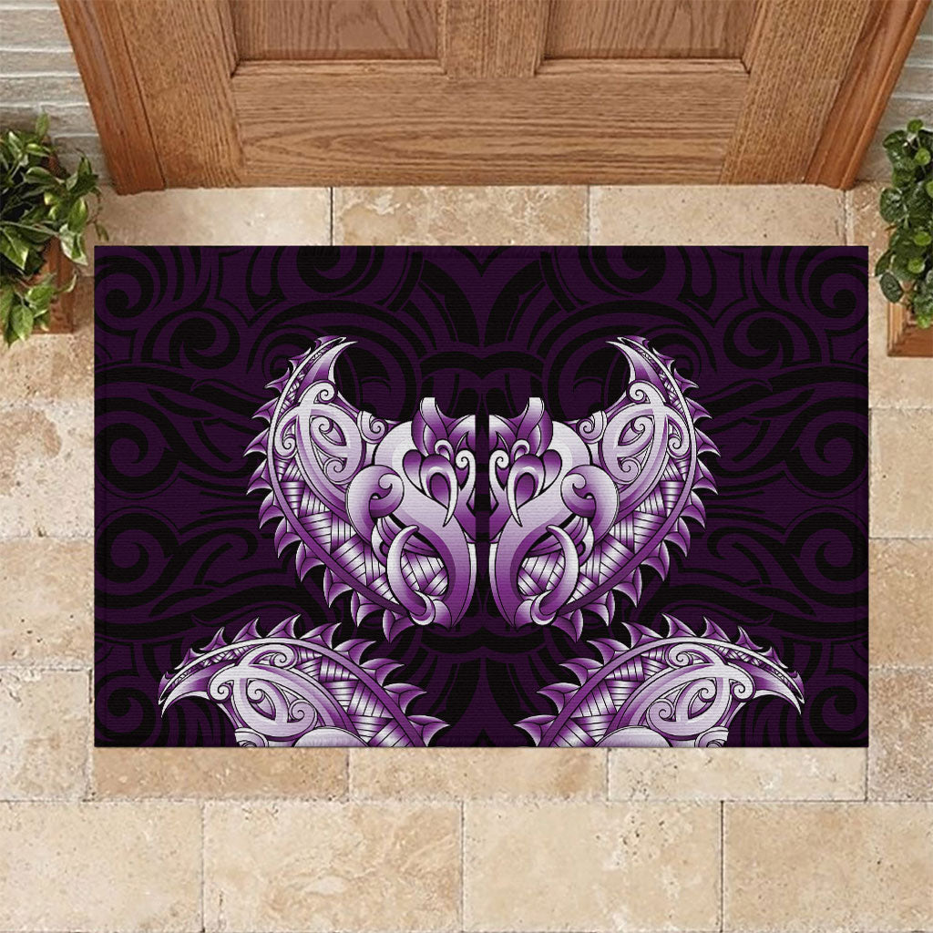 New Zealand Ta Moko Rubber Doormat Aotearoa Maori Chest Tattoo Purple