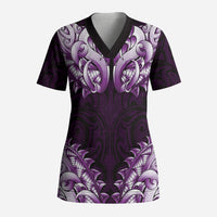 New Zealand Ta Moko Scrub Top Aotearoa Maori Chest Tattoo Purple