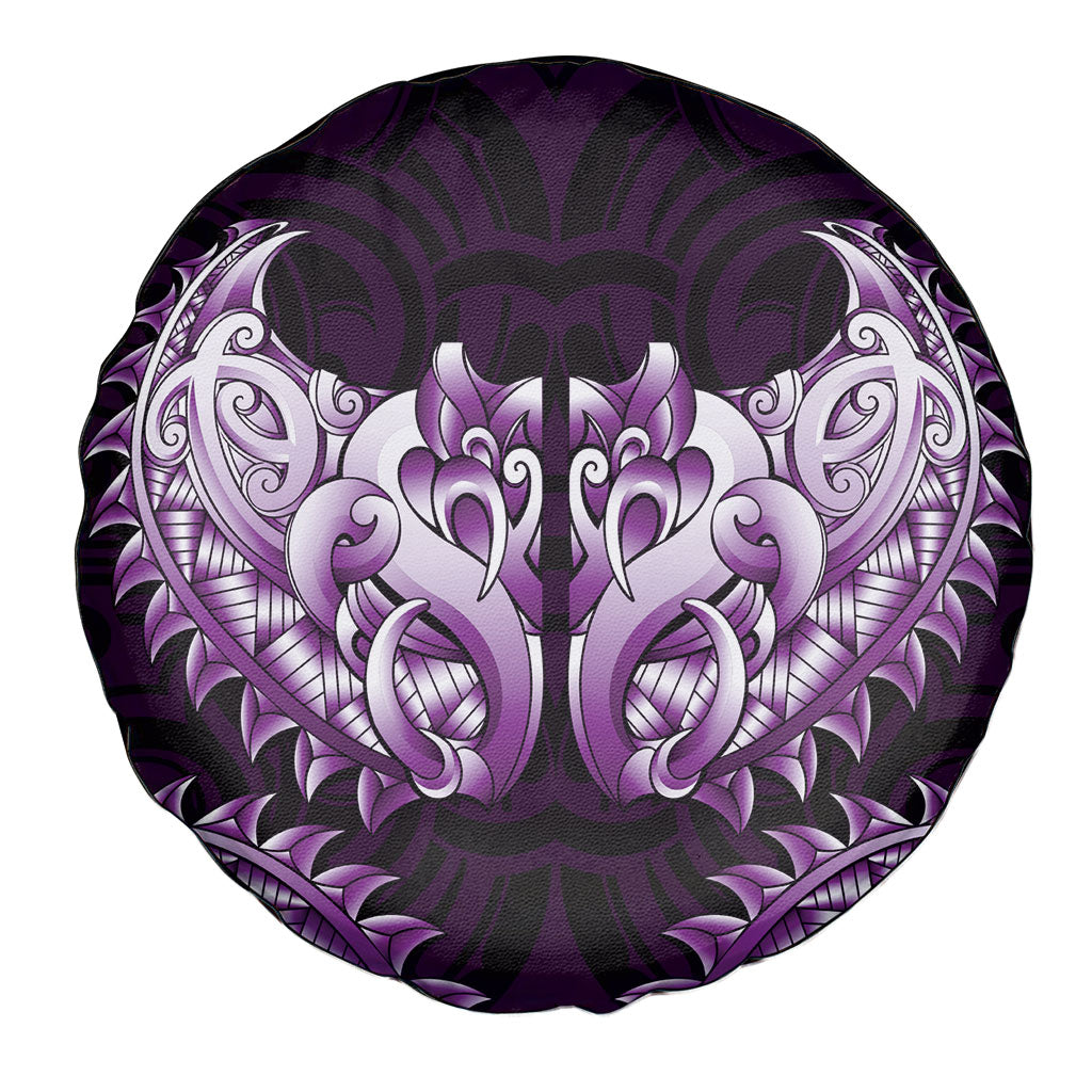 New Zealand Ta Moko Spare Tire Cover Aotearoa Maori Chest Tattoo Purple