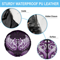 New Zealand Ta Moko Spare Tire Cover Aotearoa Maori Chest Tattoo Purple