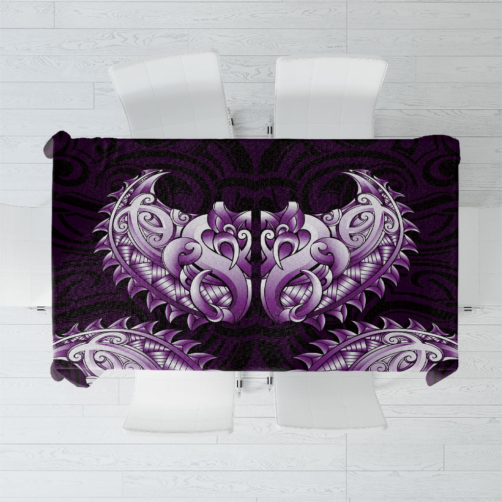 New Zealand Ta Moko Tablecloth Aotearoa Maori Chest Tattoo Purple