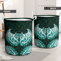 New Zealand Ta Moko Laundry Basket Aotearoa Maori Chest Tattoo Turquoise