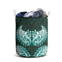 New Zealand Ta Moko Laundry Basket Aotearoa Maori Chest Tattoo Turquoise