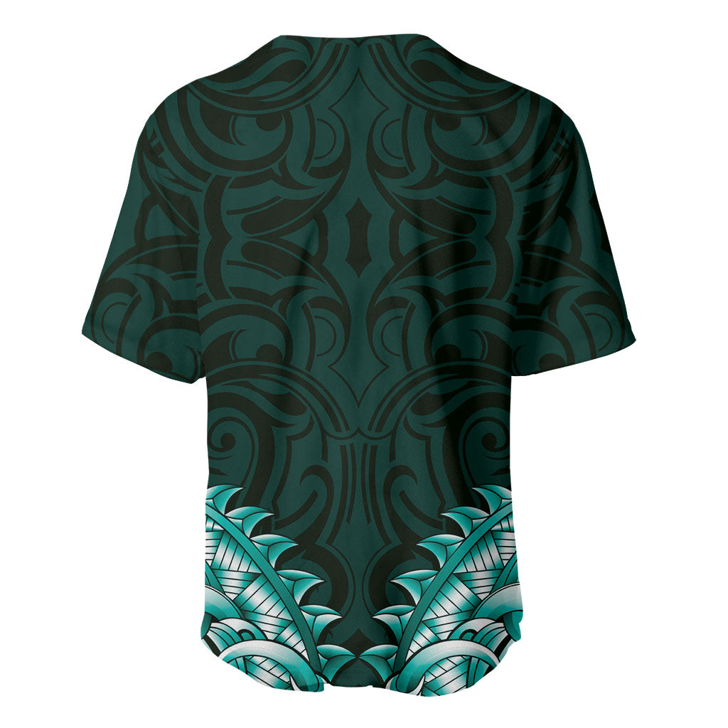 New Zealand Ta Moko Baseball Jersey Aotearoa Maori Chest Tattoo Turquoise