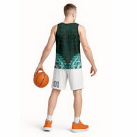 New Zealand Ta Moko Basketball Jersey Aotearoa Maori Chest Tattoo Turquoise