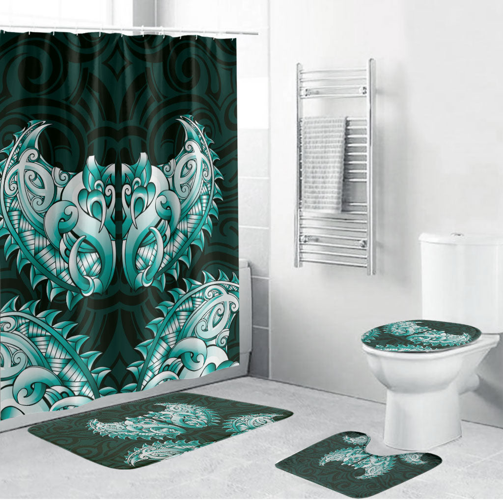 New Zealand Ta Moko Bathroom Set Aotearoa Maori Chest Tattoo Turquoise