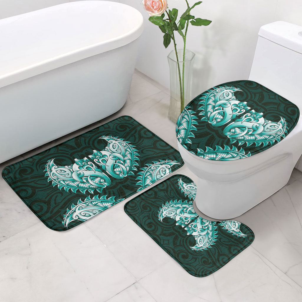 New Zealand Ta Moko Bathroom Set Aotearoa Maori Chest Tattoo Turquoise