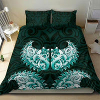 New Zealand Ta Moko Bedding Set Aotearoa Maori Chest Tattoo Turquoise