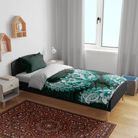 New Zealand Ta Moko Bedding Set Aotearoa Maori Chest Tattoo Turquoise