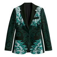 New Zealand Ta Moko Blazer Aotearoa Maori Chest Tattoo Turquoise