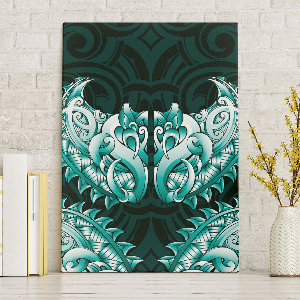 New Zealand Ta Moko Canvas Wall Art Aotearoa Maori Chest Tattoo Turquoise