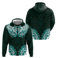 New Zealand Ta Moko Hoodie Aotearoa Maori Chest Tattoo Turquoise