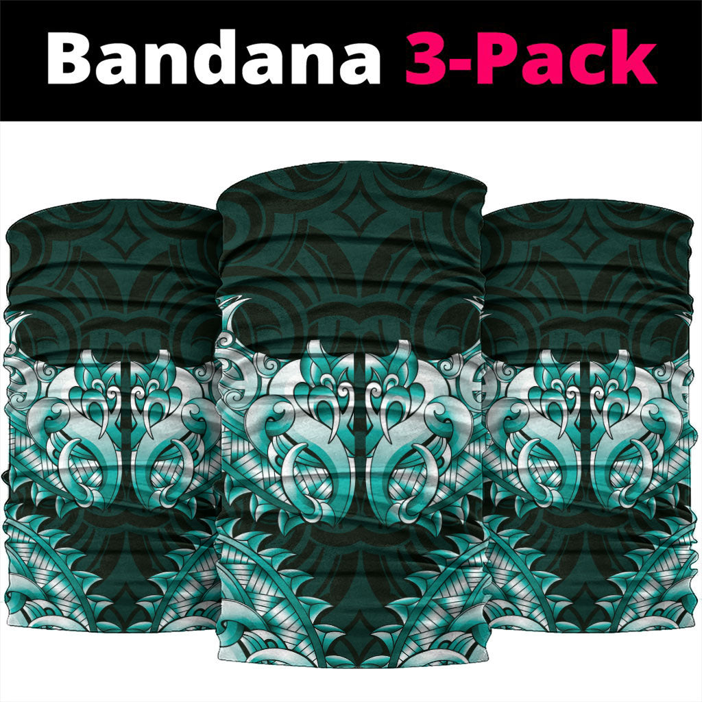 New Zealand Ta Moko Neck Gaiter Aotearoa Maori Chest Tattoo Turquoise