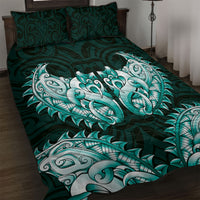 New Zealand Ta Moko Quilt Bed Set Aotearoa Maori Chest Tattoo Turquoise