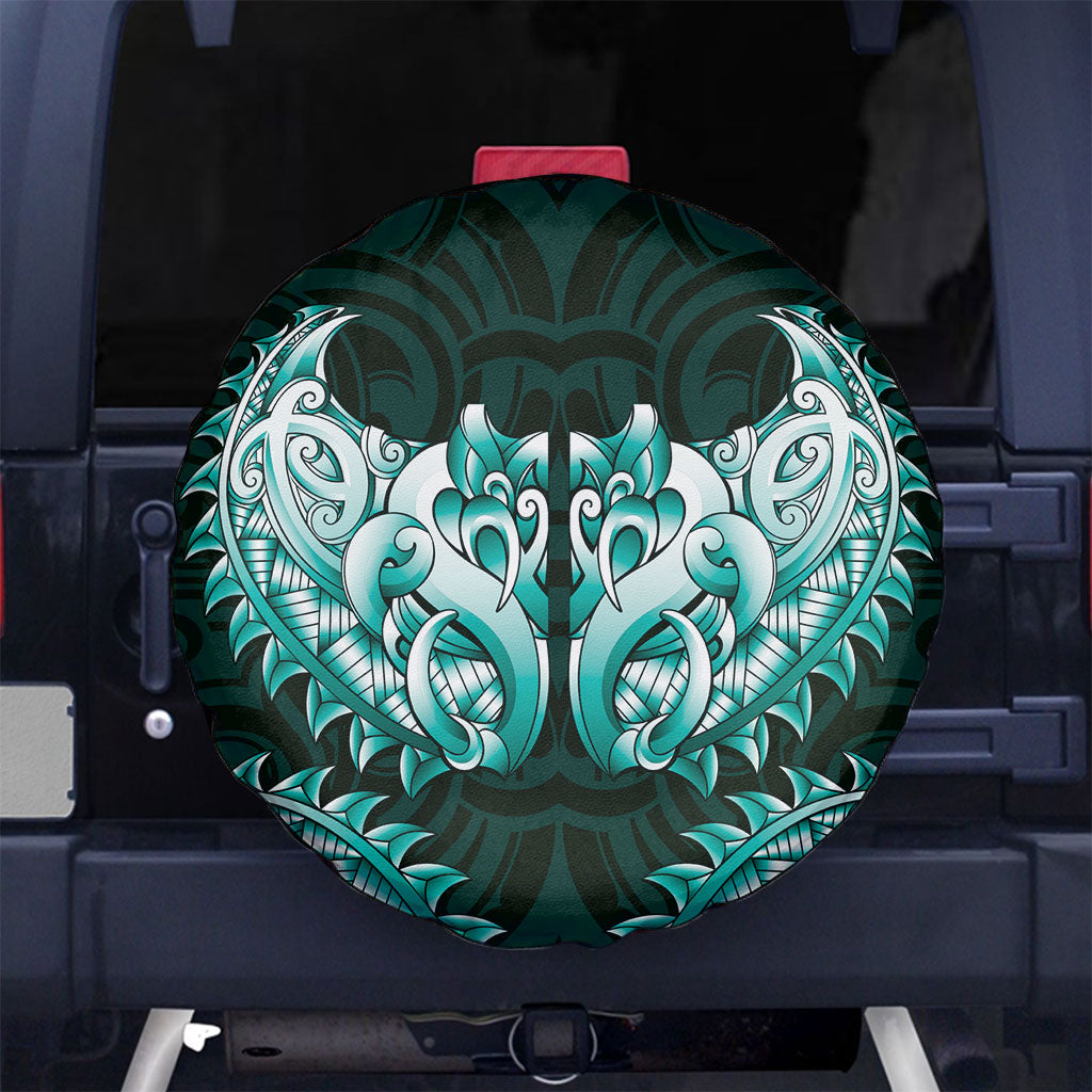 New Zealand Ta Moko Spare Tire Cover Aotearoa Maori Chest Tattoo Turquoise