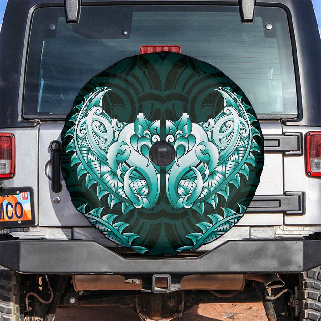 New Zealand Ta Moko Spare Tire Cover Aotearoa Maori Chest Tattoo Turquoise