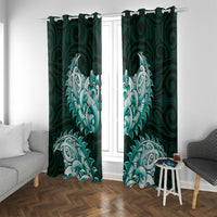 New Zealand Ta Moko Window Curtain Aotearoa Maori Chest Tattoo Turquoise