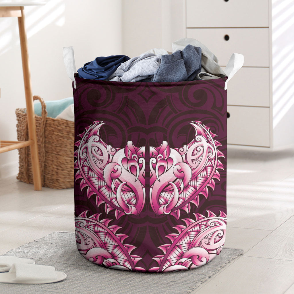 New Zealand Ta Moko Laundry Basket Aotearoa Maori Chest Tattoo Pink