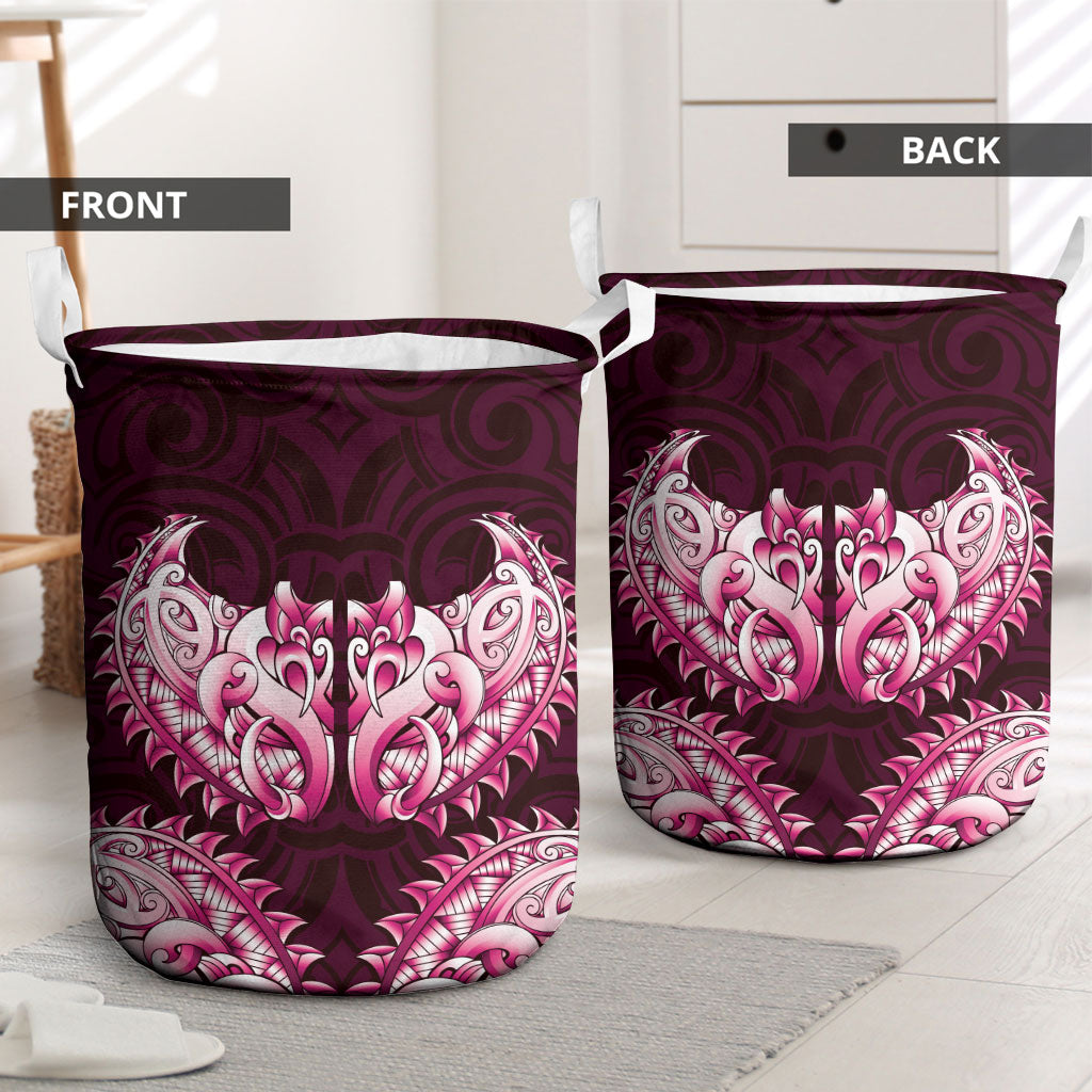 New Zealand Ta Moko Laundry Basket Aotearoa Maori Chest Tattoo Pink