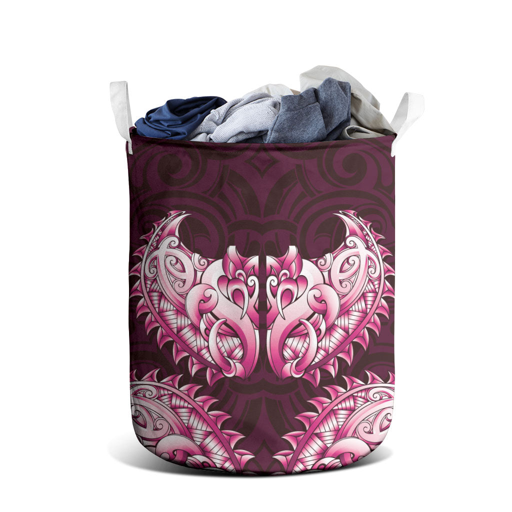 New Zealand Ta Moko Laundry Basket Aotearoa Maori Chest Tattoo Pink