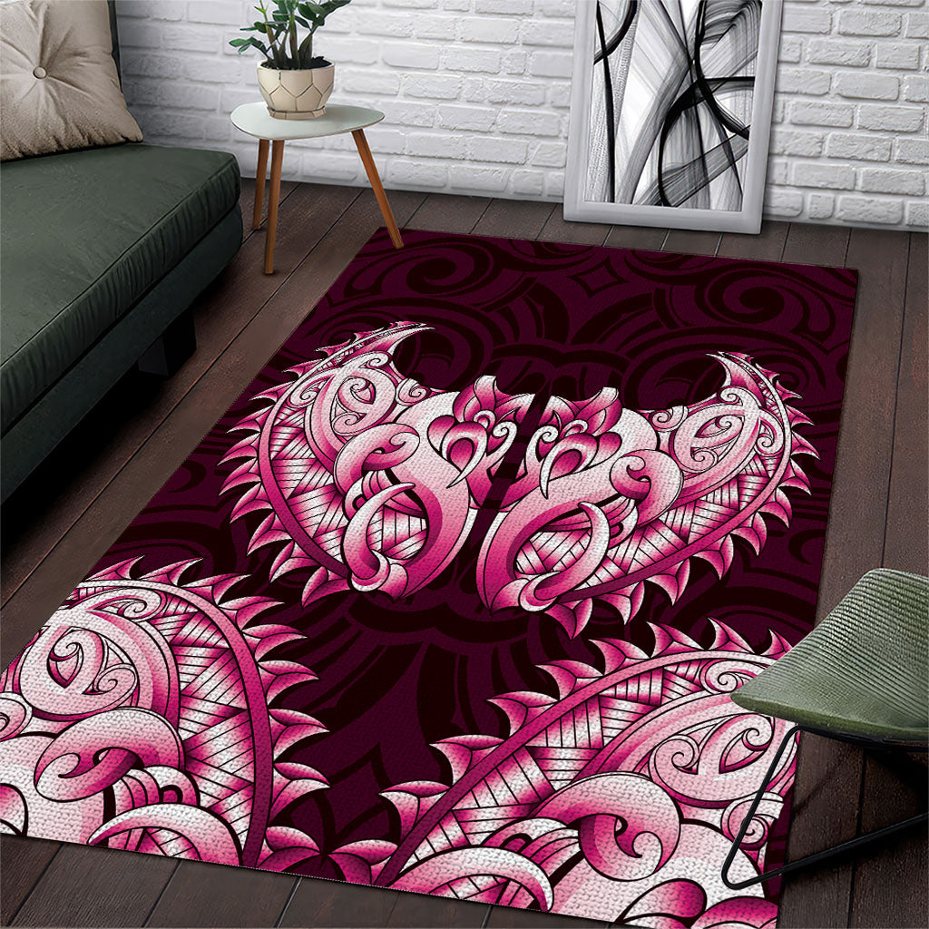New Zealand Ta Moko Area Rug Aotearoa Maori Chest Tattoo Pink