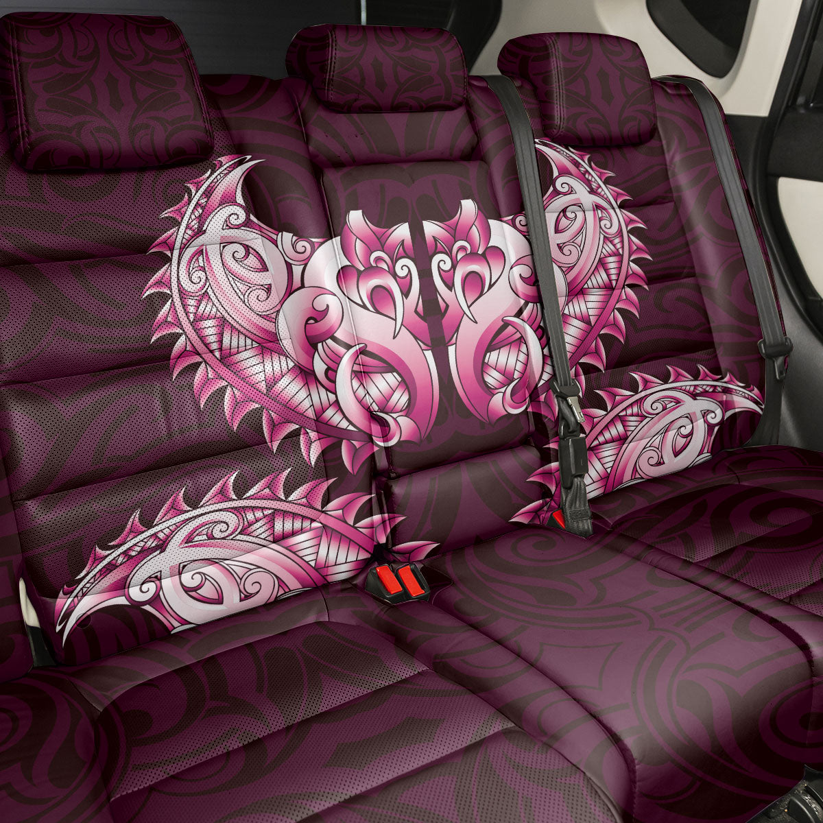 New Zealand Ta Moko Back Car Seat Cover Aotearoa Maori Chest Tattoo Pink
