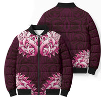 New Zealand Ta Moko Bomber Puffer Jacket Aotearoa Maori Chest Tattoo Pink