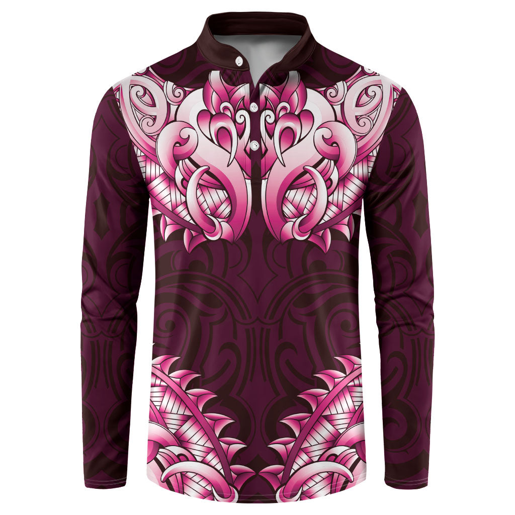 New Zealand Ta Moko Button Sweatshirt Aotearoa Maori Chest Tattoo Pink