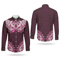 New Zealand Ta Moko Couples Matching Short Sleeve Bodycon Dress and Long Sleeve Button Shirt Aotearoa Maori Chest Tattoo Pink