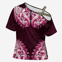 New Zealand Ta Moko Cross Shoulder Shirt Aotearoa Maori Chest Tattoo Pink