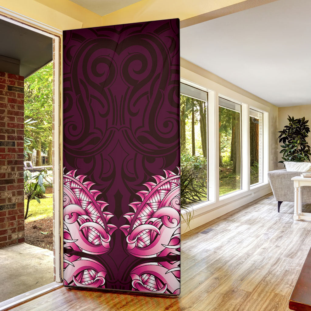 New Zealand Ta Moko Door Cover Aotearoa Maori Chest Tattoo Pink