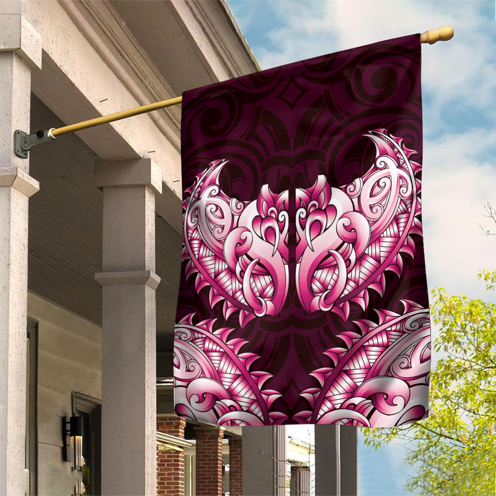 New Zealand Ta Moko Garden Flag Aotearoa Maori Chest Tattoo Pink