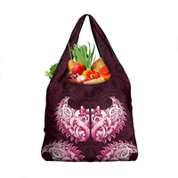 New Zealand Ta Moko Grocery Bag Aotearoa Maori Chest Tattoo Pink