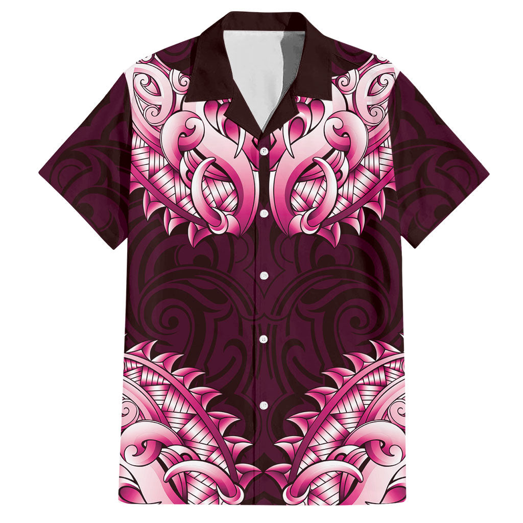 New Zealand Ta Moko Hawaiian Shirt Aotearoa Maori Chest Tattoo Pink