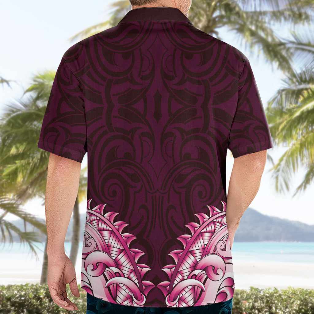 New Zealand Ta Moko Hawaiian Shirt Aotearoa Maori Chest Tattoo Pink