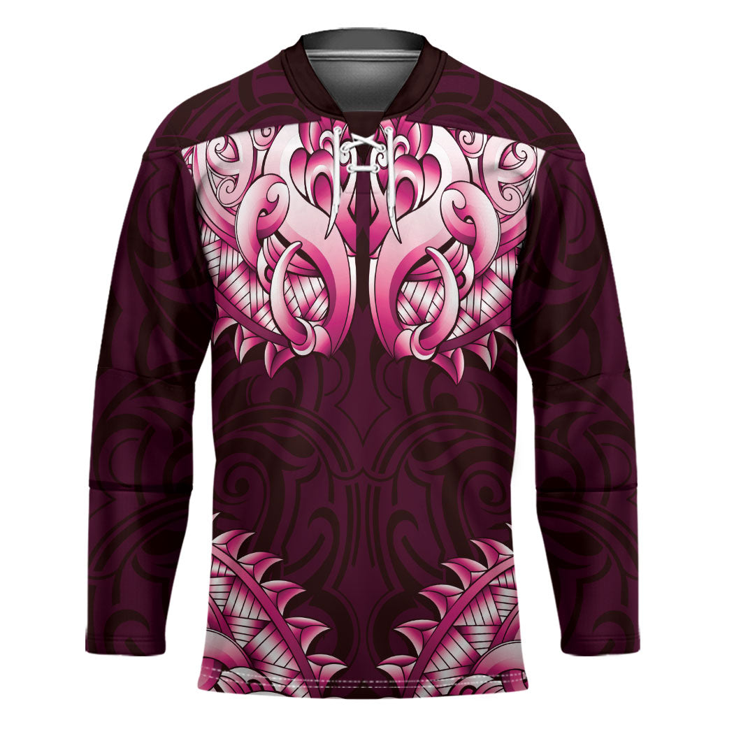 New Zealand Ta Moko Hockey Jersey Aotearoa Maori Chest Tattoo Pink