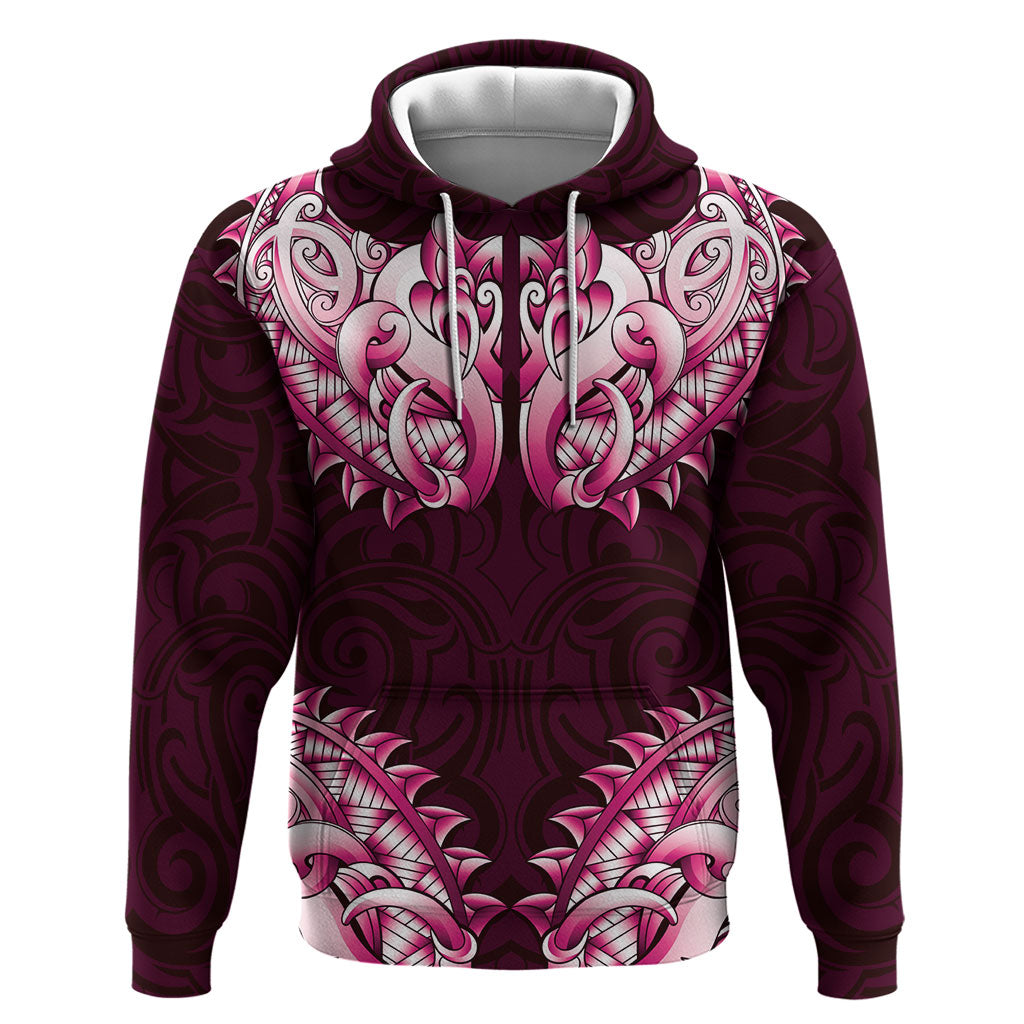 New Zealand Ta Moko Hoodie Aotearoa Maori Chest Tattoo Pink