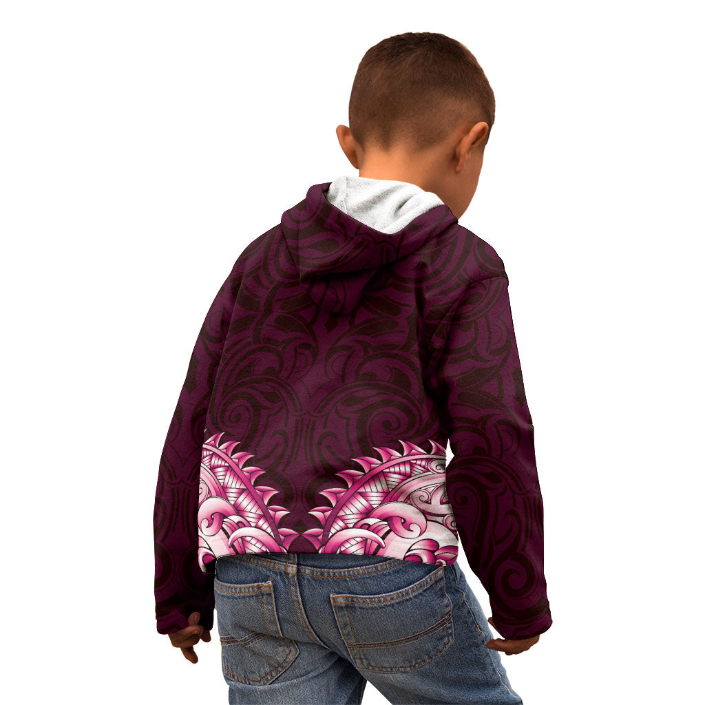 New Zealand Ta Moko Kid Hoodie Aotearoa Maori Chest Tattoo Pink