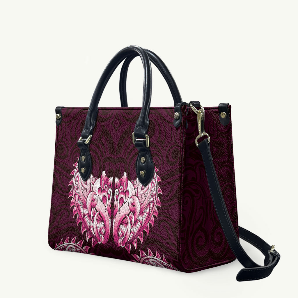 New Zealand Ta Moko Leather Bag Aotearoa Maori Chest Tattoo Pink