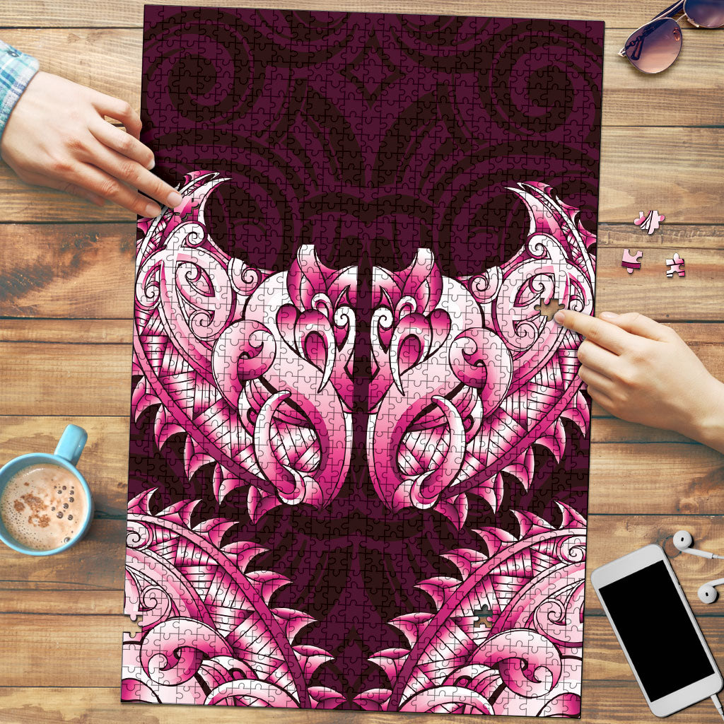 New Zealand Ta Moko Puzzle Aotearoa Maori Chest Tattoo Pink