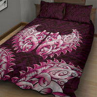 New Zealand Ta Moko Quilt Bed Set Aotearoa Maori Chest Tattoo Pink