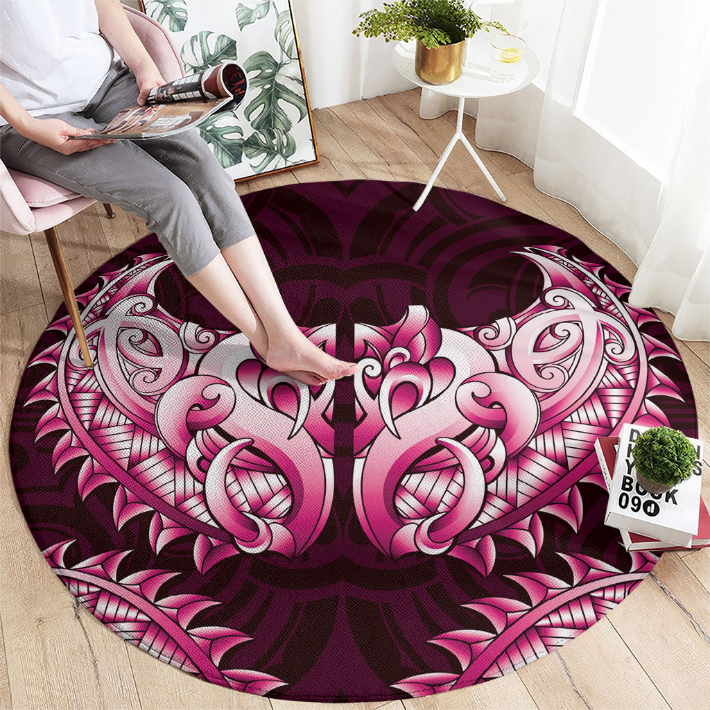 New Zealand Ta Moko Round Carpet Aotearoa Maori Chest Tattoo Pink
