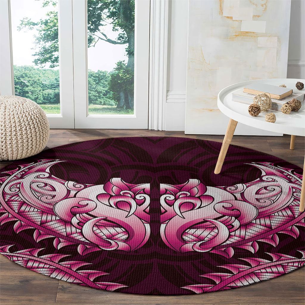New Zealand Ta Moko Round Carpet Aotearoa Maori Chest Tattoo Pink