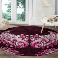 New Zealand Ta Moko Round Carpet Aotearoa Maori Chest Tattoo Pink