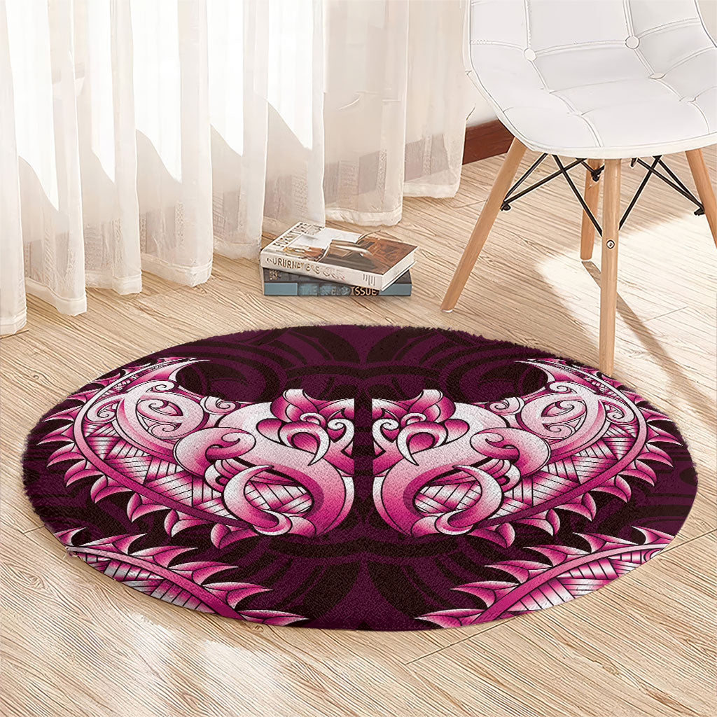 New Zealand Ta Moko Round Carpet Aotearoa Maori Chest Tattoo Pink