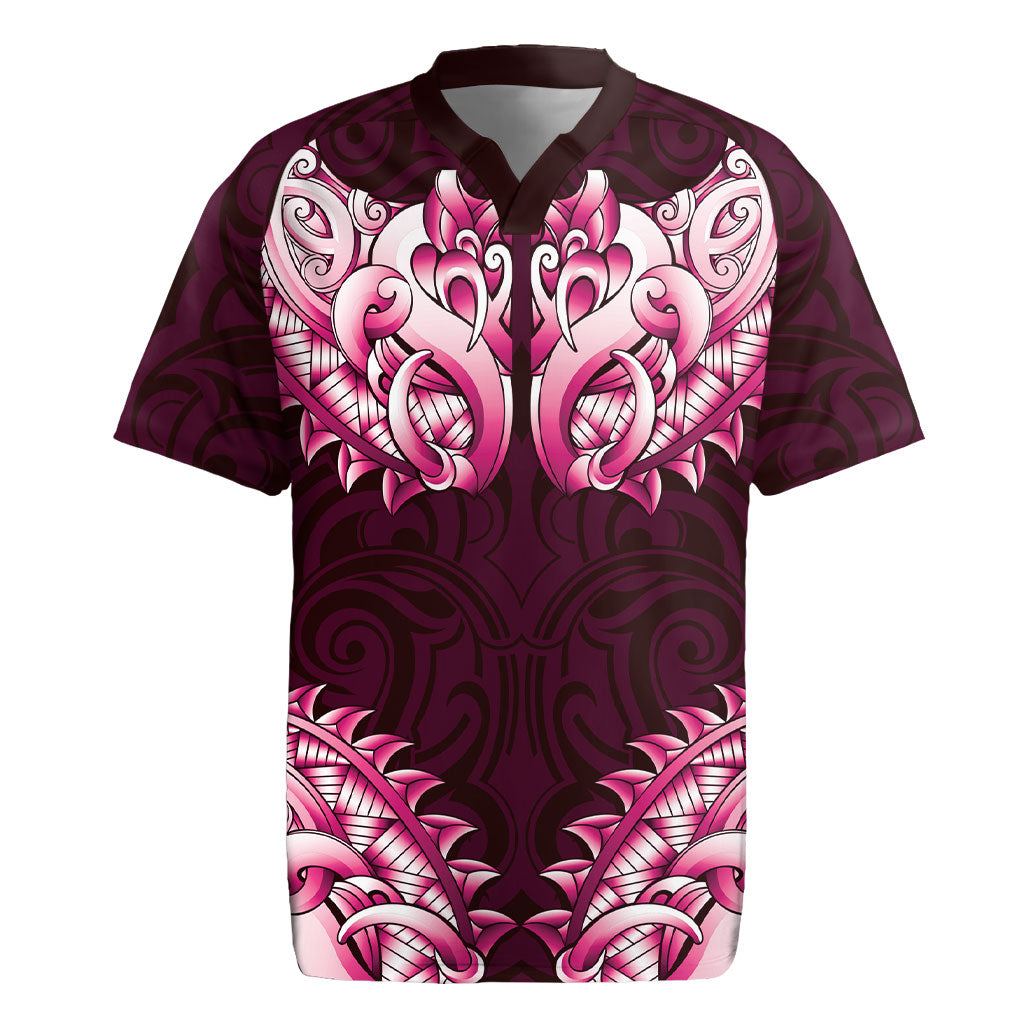 New Zealand Ta Moko Rugby Jersey Aotearoa Maori Chest Tattoo Pink