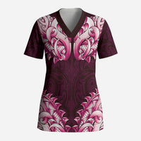 New Zealand Ta Moko Scrub Top Aotearoa Maori Chest Tattoo Pink