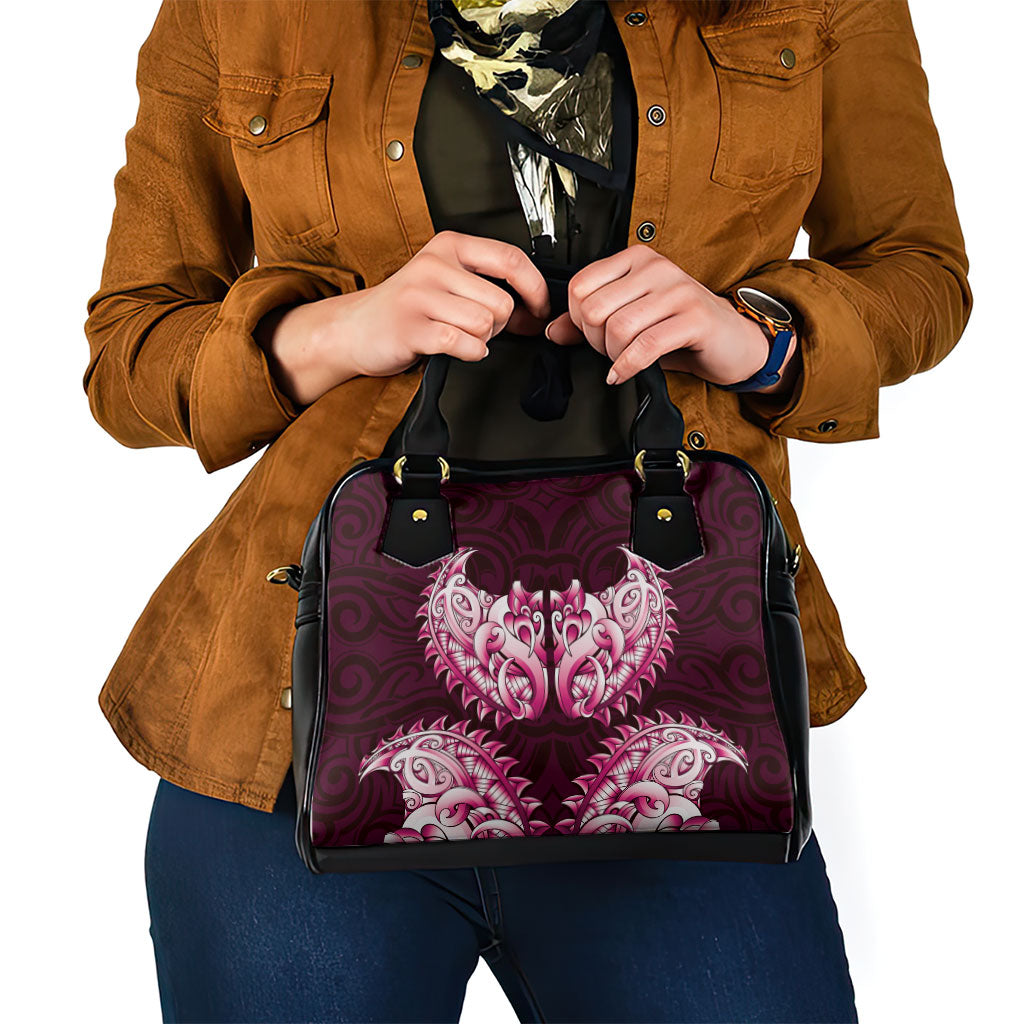 New Zealand Ta Moko Shoulder Handbag Aotearoa Maori Chest Tattoo Pink