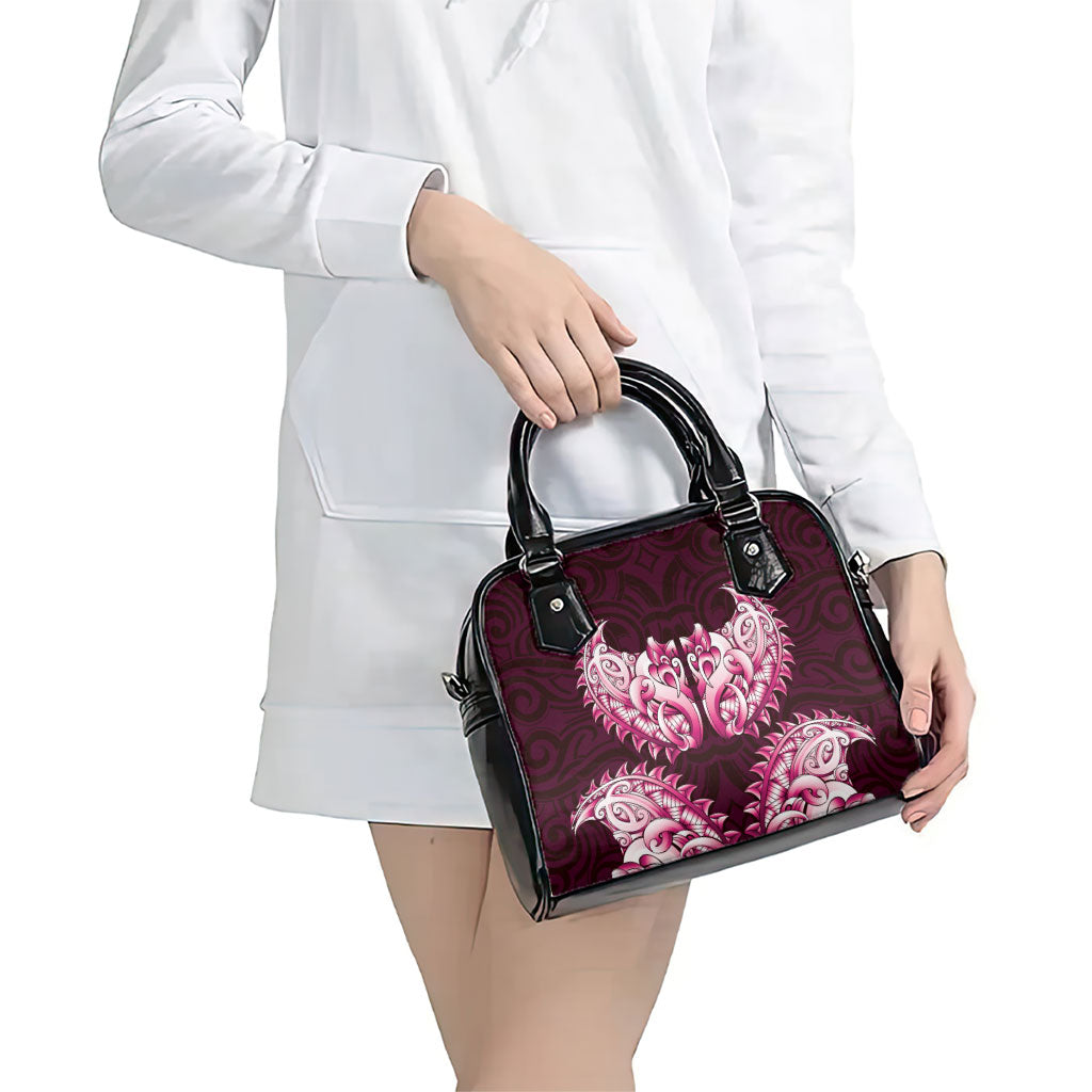 New Zealand Ta Moko Shoulder Handbag Aotearoa Maori Chest Tattoo Pink